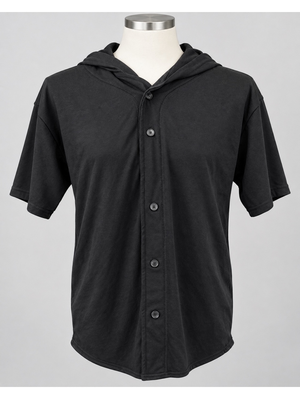 LVFT Live Fit Lifestyle Performance Black Short Sleeve Hooded Button Shirt S